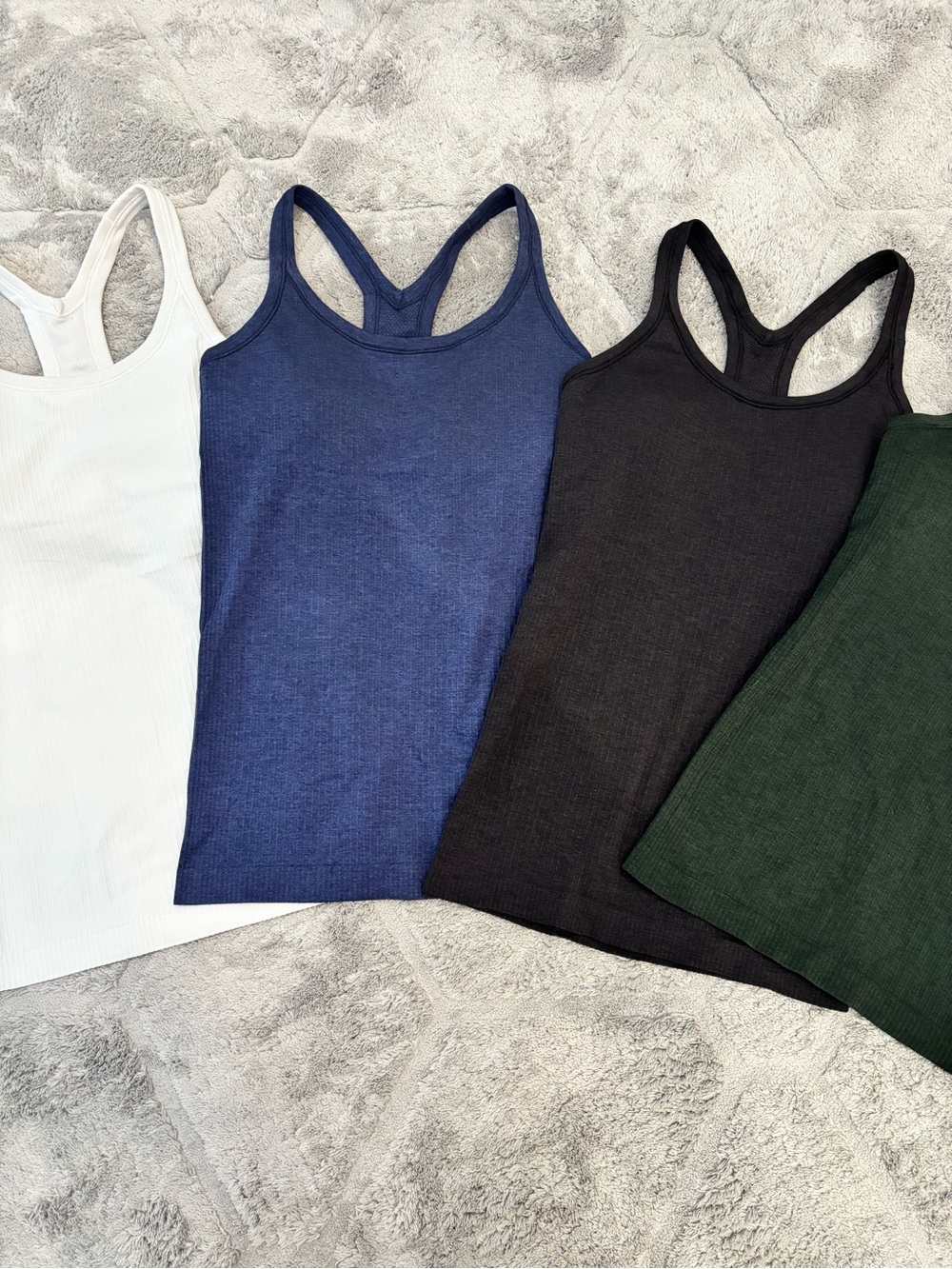 Lululemon EBB Ribbed Racerback Tank Top - Navy, Black, Forest, White - Picture 3 of 7